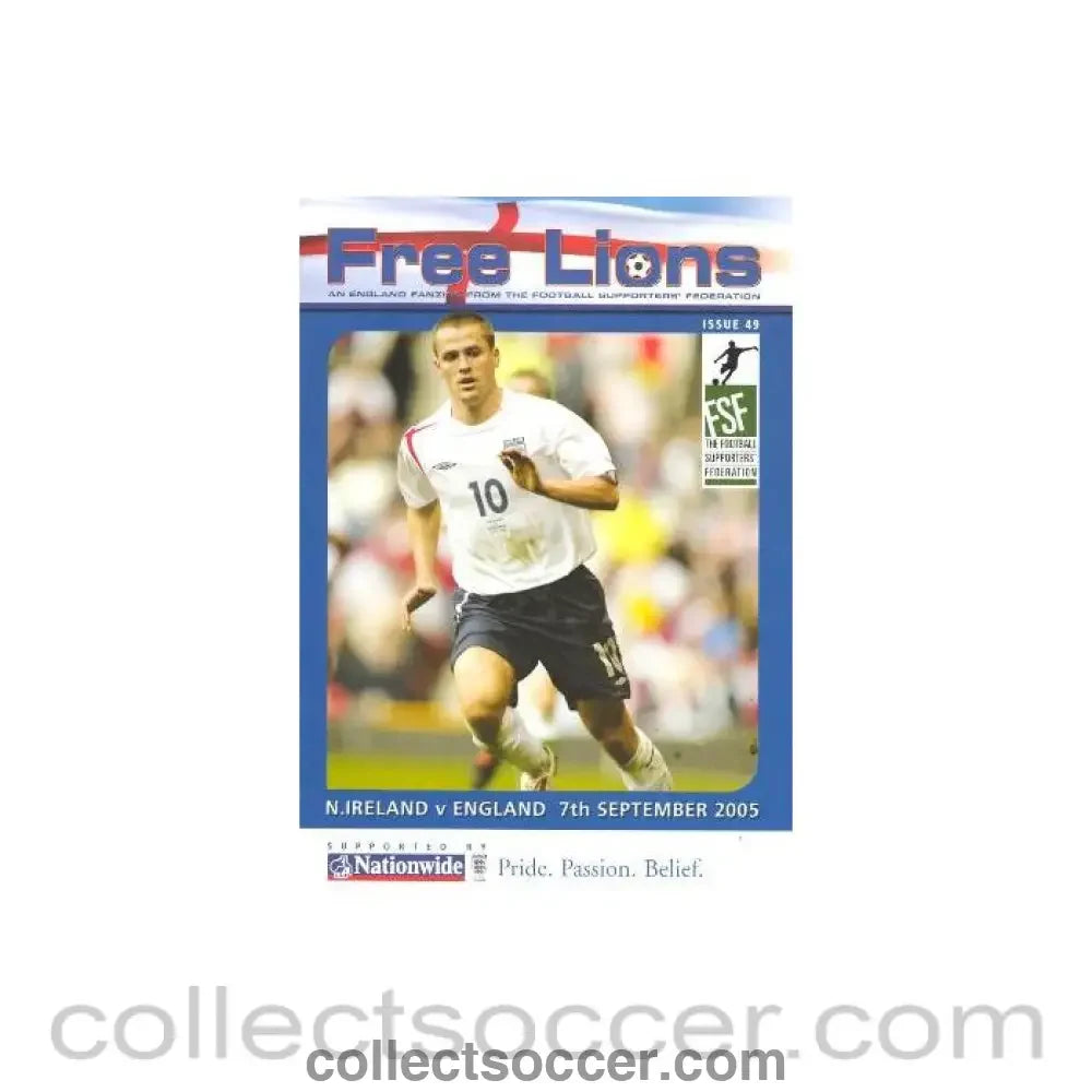 2005 Northern Ireland v England official programme 07/09/2005 Free Lions