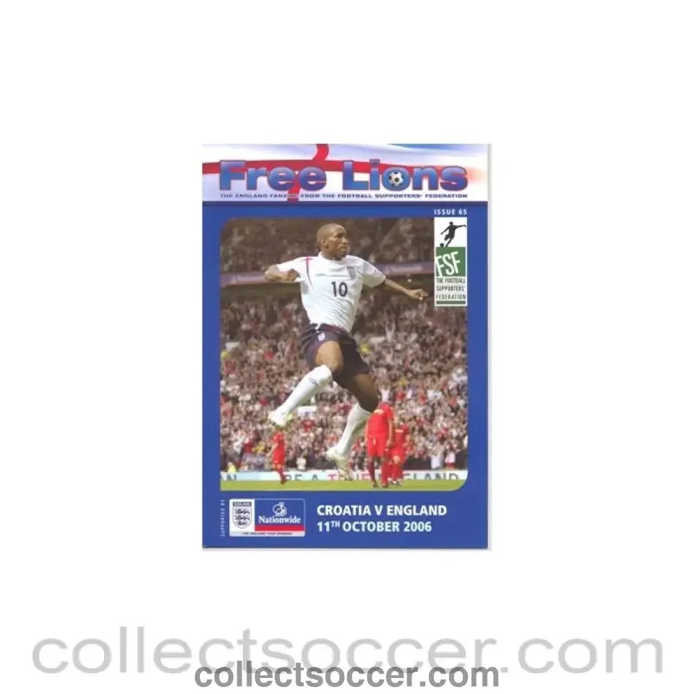 2006 Croatia v England EFST programme 11/10/2006 Free Lions - Collect Soccer