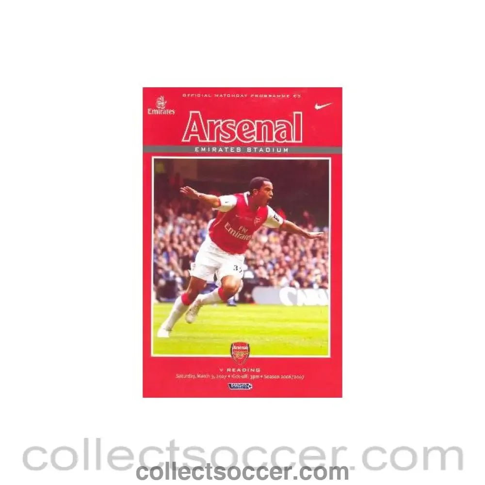 2007 - Arsenal v Reading official programme 03/03/2007 - Collect Soccer