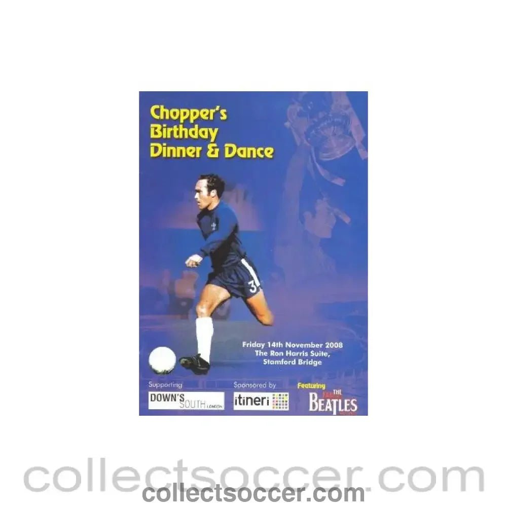 2008 - Chelsea Ron Harris testimonial dinner menu at Stamford Bridge on 14/11/2008 - Collect Soccer
