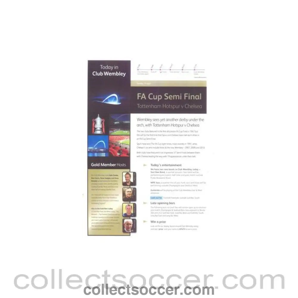 2012 FA Cup Semi-Final Tottenham Hotspur v Chelsea official VIP bulletin 15/04/2012