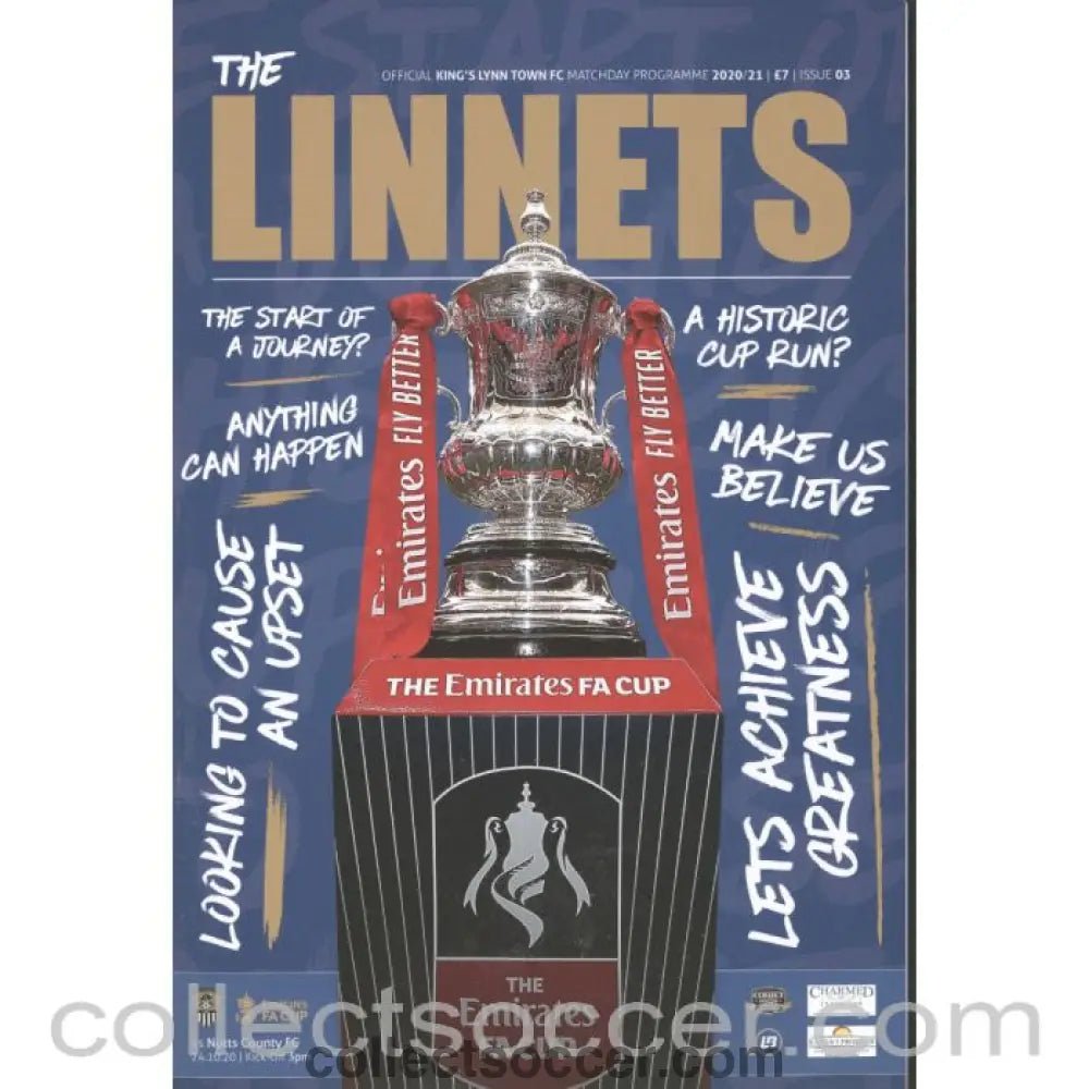 2020 - King's Lynn Town FC v Notts County FA CUP 24/10/2020 Football Programme - Collect Soccer