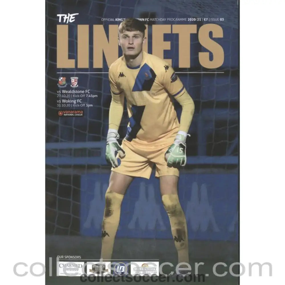 2020 - King's Lynn Town FC v Wealdstone 27/10 and Woking 31/10/20 Football Programme - Collect Soccer