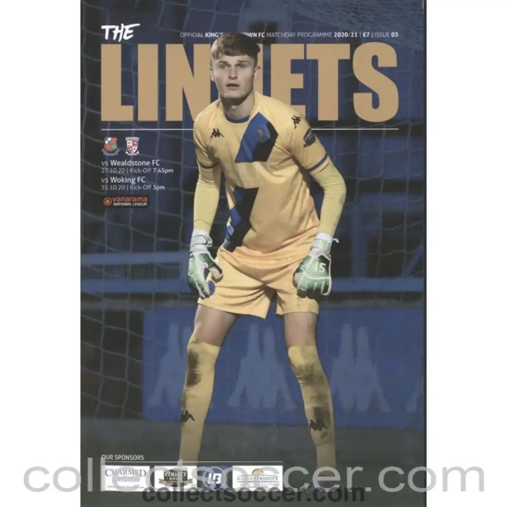 2020 - King's Lynn Town FC v Wealdstone 27/10 and Woking 31/10/20 Football Programme - Collect Soccer