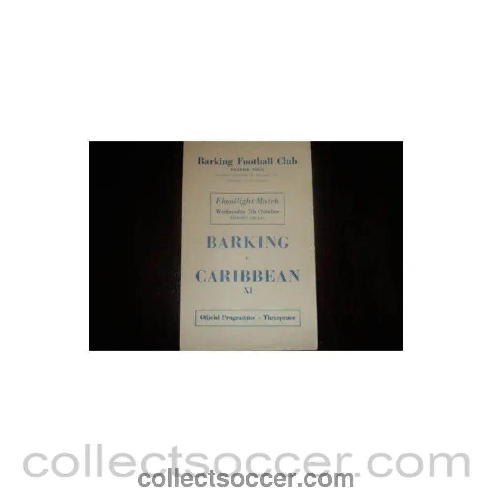 Barking v Caribbean XI official programme Semi - Professional International - Collect Soccer