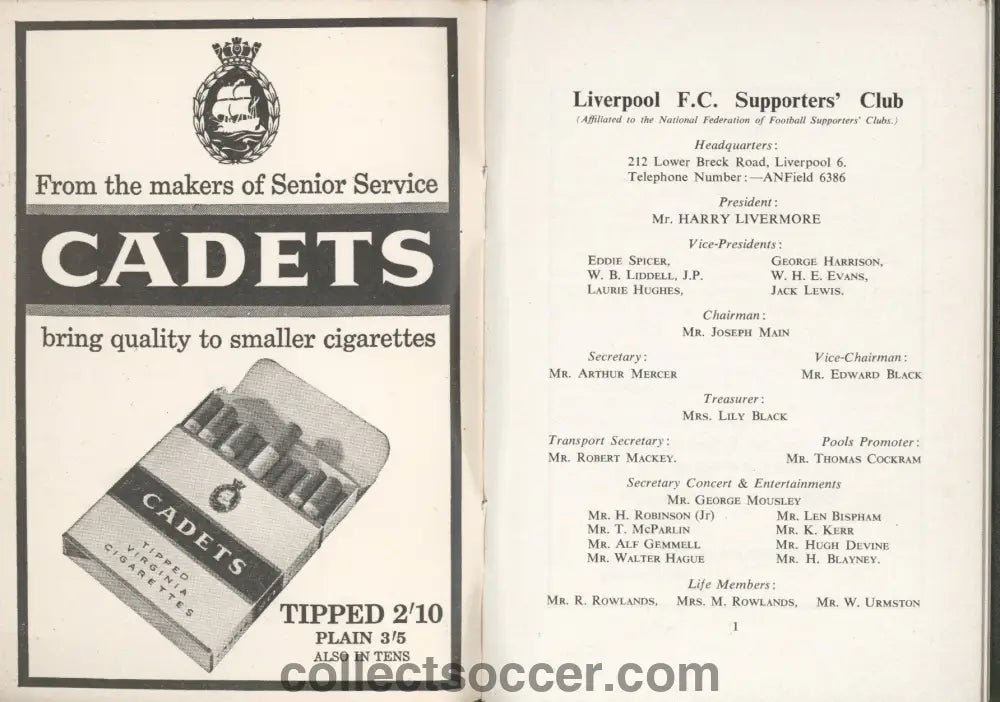 Liverpool FC Supporters Handbook 1963/64 - Collect Soccer