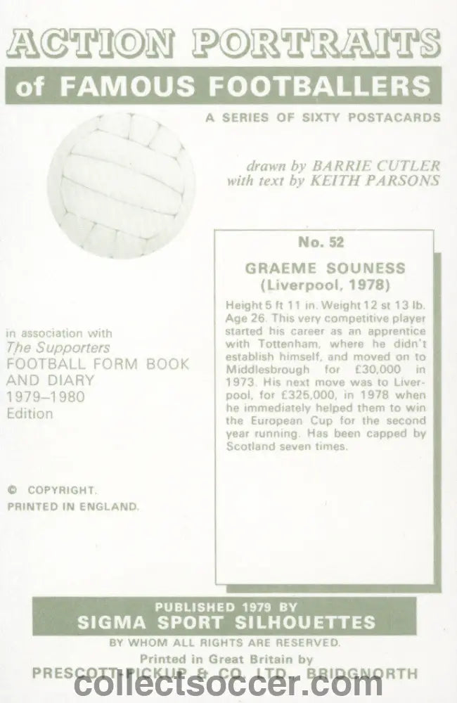 Original Sigma Card Graeme Souness Liverpool in Mint Condition