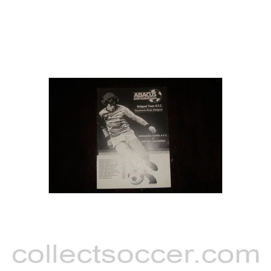 1986 - Bridgend Town v British Columbia, Canada official programme of Season 1986 - 1987, Semi - Professional International - Collect Soccer