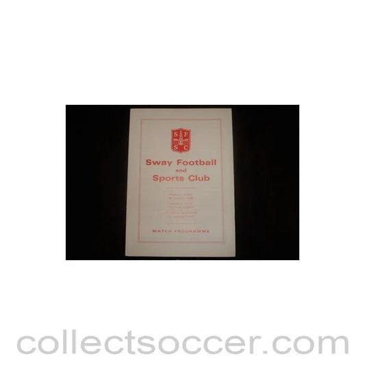 1982 - Sway F.C. v 1895 F.C. official programme 25/09/1982, Semi - Professional International - Collect Soccer