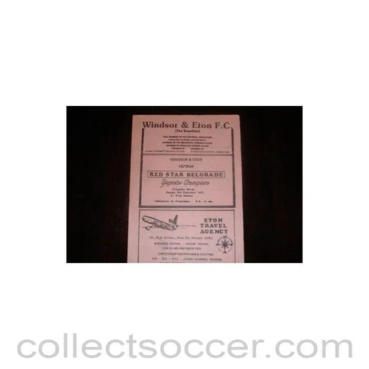 1981 - Windsor & Eton v Red Star, Belgrade official programme 08/02/1981, Semi - Professional International - Collect Soccer