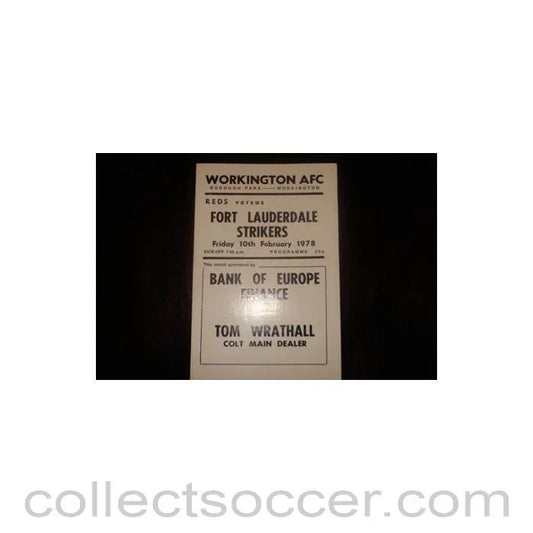 1977 - Workington v Fort Lauderdale official programme of Season 1977 - 1978, Semi - Professional - Collect Soccer