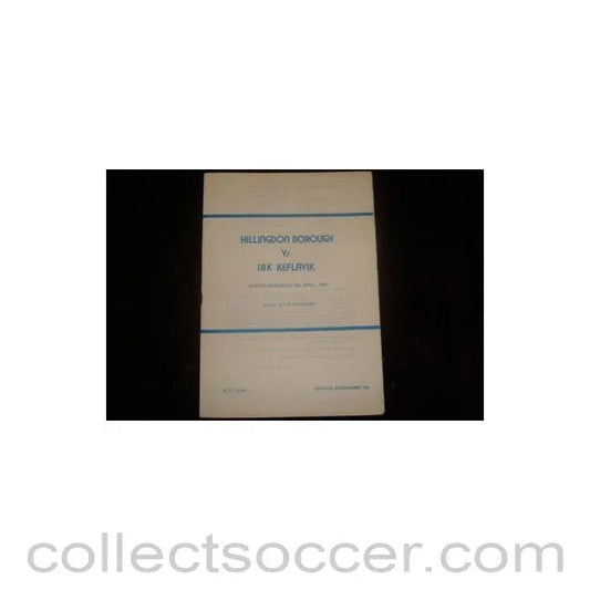 1977 - Hillingdon Borough v Keflavik, Iceland official programme 09/04/1977, Semi - Professional International - Collect Soccer