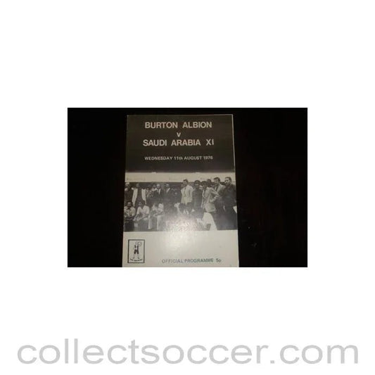 1976 - Burton Albion v Saudi Arabia official programme 11/08/1976, Semi - Professional International - Collect Soccer