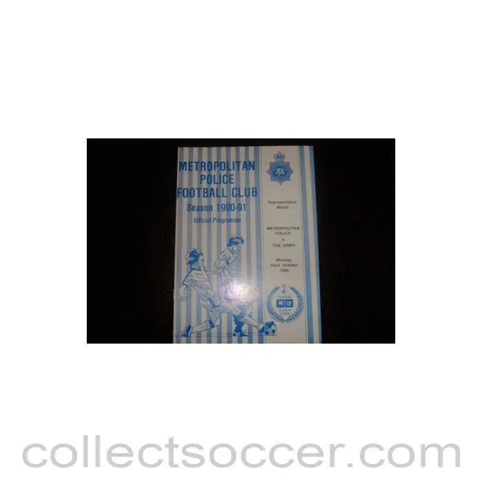 1990 - Metropolitan Police v The Army official programme 22/10/1990, Semi - Professional - Collect Soccer
