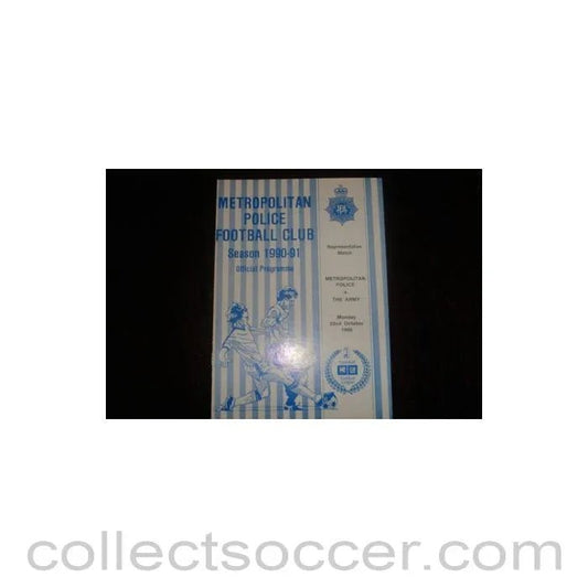 1990 - Metropolitan Police v The Army official programme 22/10/1990, Semi - Professional - Collect Soccer