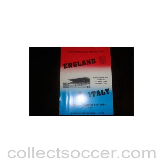 1991 - England v Italy official programme 05/03/1991 Semi - Professional International - Collect Soccer