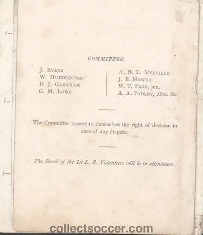 1869 Lincoln Football Club - The Earliest Known Programme Issued by a Football Club? - Collect Soccer
