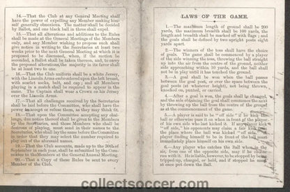 1869 Very Rare Museum Piece - Lincoln Football Club - Manager's copy of the Club Rules - Collect Soccer