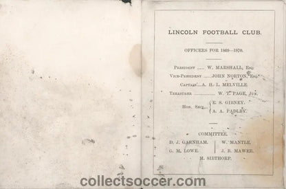 1869 Very Rare Museum Piece - Lincoln Football Club - Manager's copy of the Club Rules - Collect Soccer