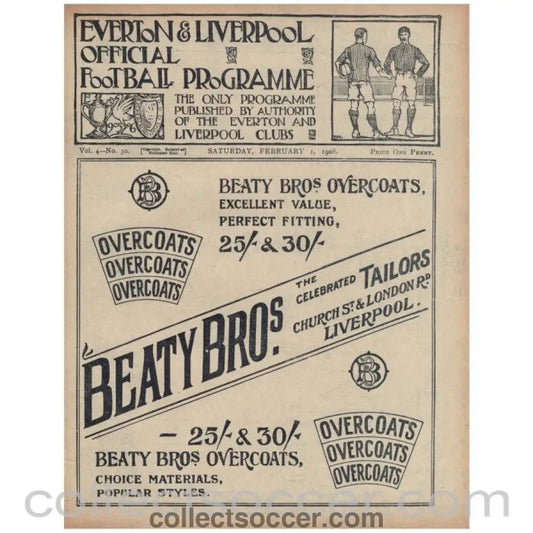 1907 - 1908 Liverpool v Brighton and Hove Albion FAC and Everton v Accrington Stanley Official Programme - Collect Soccer