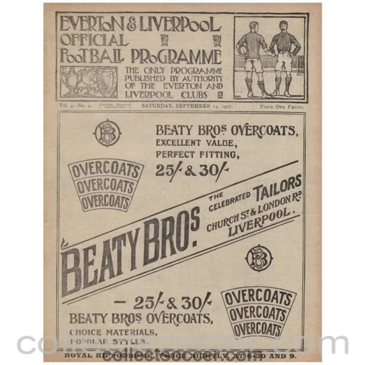 1907 Liverpool v Blackburn Rovers and Everton v Preston North End Official Programme - Collect Soccer