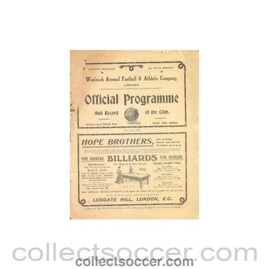 1908 - Arsenal v Bolton official programme 04/04/1908 Very Rare!