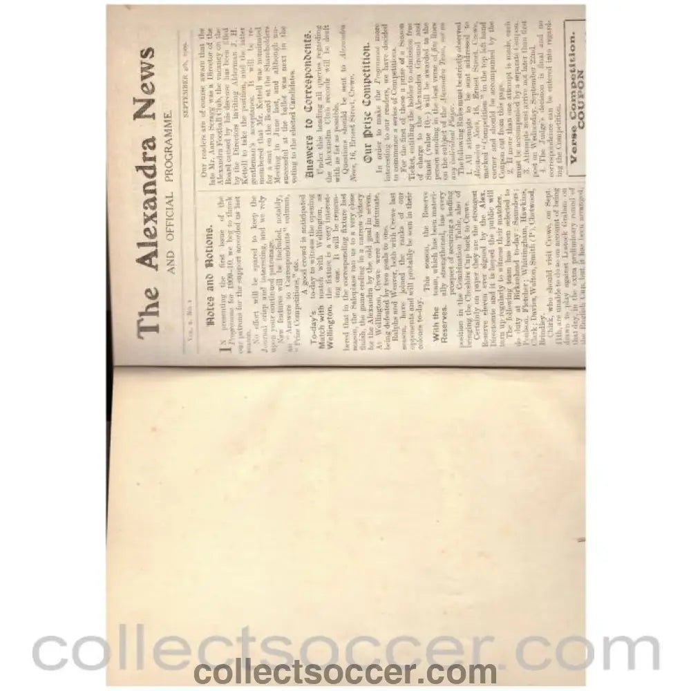 1909 - 1910 Crewe Alexandra Bound Volume 30 Official Programmes - Collect Soccer