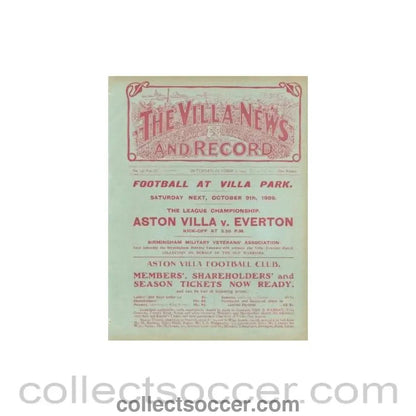 1909 - Aston Villa Reserves v Stoke official programme 02/10/1909 - Collect Soccer