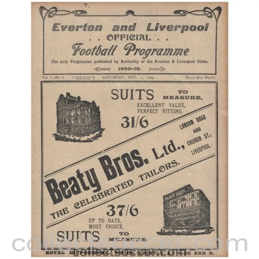 1909 Everton v Liverpool and Liv Res v Accrington Stanley Official Programme - Collect Soccer