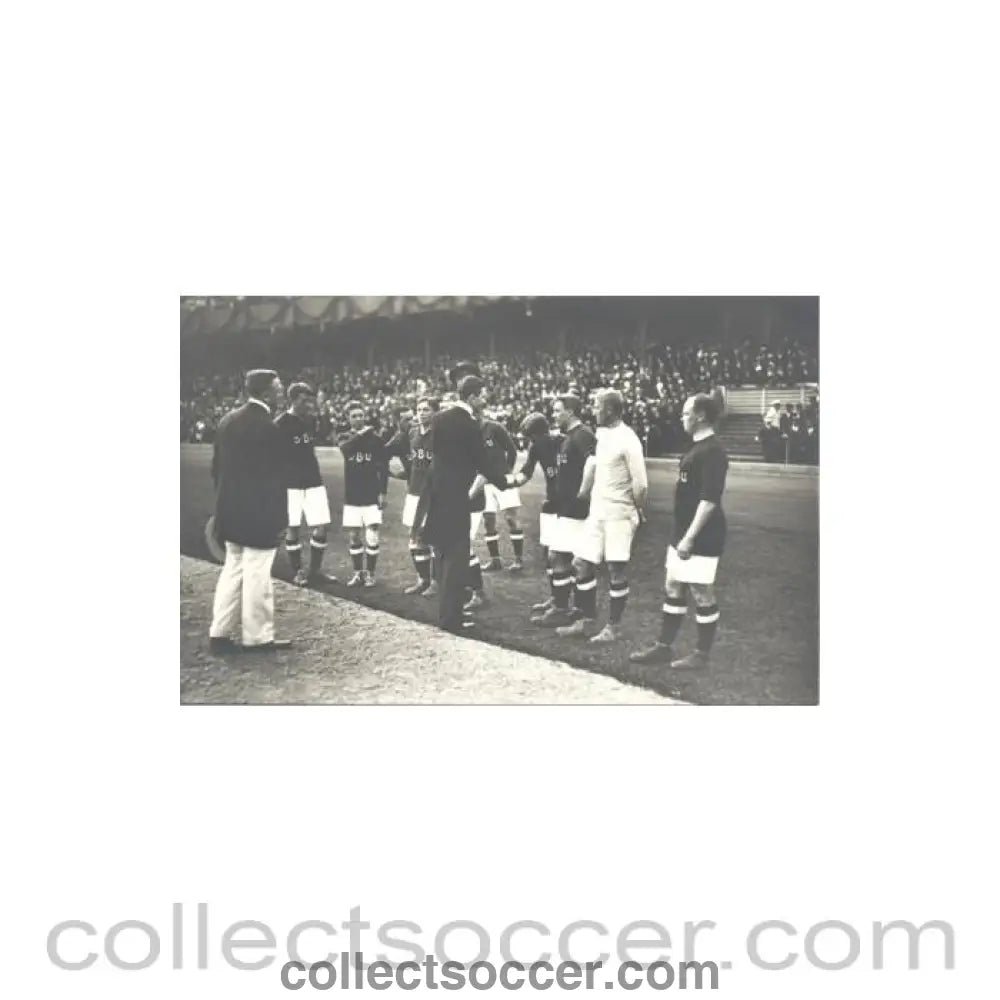 1912 Olympic Games in Stokholm postcard, featuring the Crown Prince addressing the Danish Team - Collect Soccer