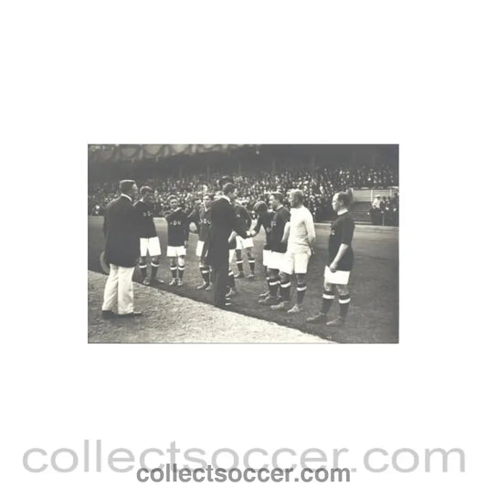 1912 Olympic Games in Stokholm postcard featuring the Crown Prince addressing the Danish Team