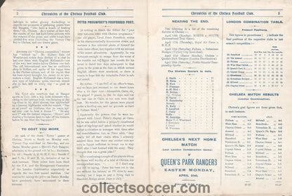 1919 Chelsea v Crystal Palace Rare Programme