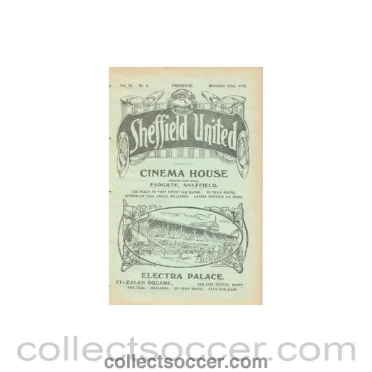 1919 - Sheffield United v Aston Villa official programme 22/11/1919 - Collect Soccer