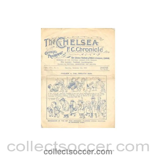 1920 - Chelsea v Preston North End official programme 06/11/1920