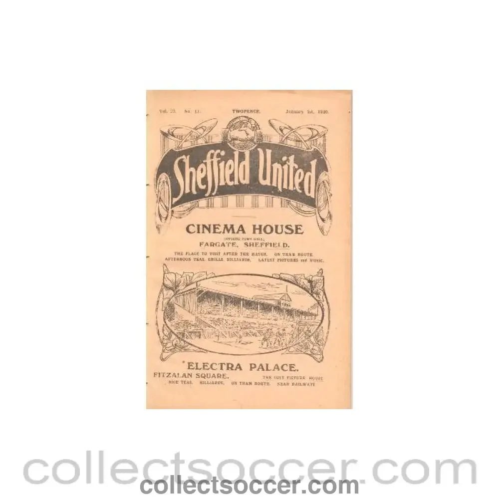 1920 - Sheffield United v Preston North End official programme 01/01/1920 - Collect Soccer