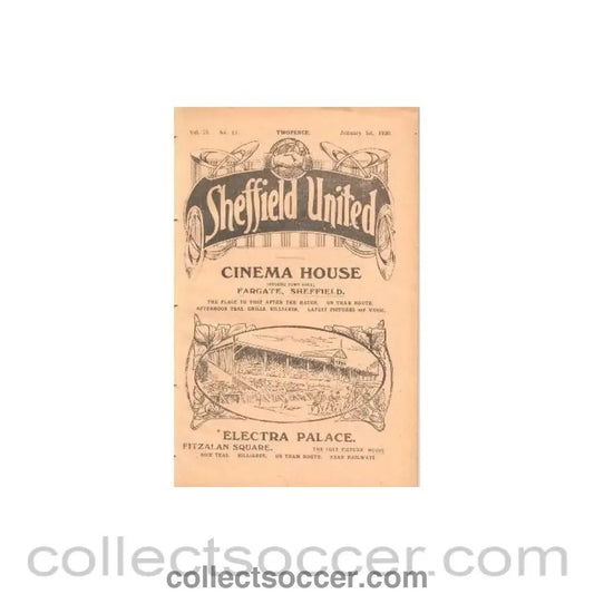 1920 - Sheffield United v Preston North End official programme 01/01/1920 - Collect Soccer