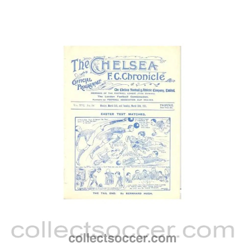 1921 - Chelsea Reserves v Tottenham Hotspur Reserves andChelsea v Aston Villa official programme 29/03/1921 - Collect Soccer