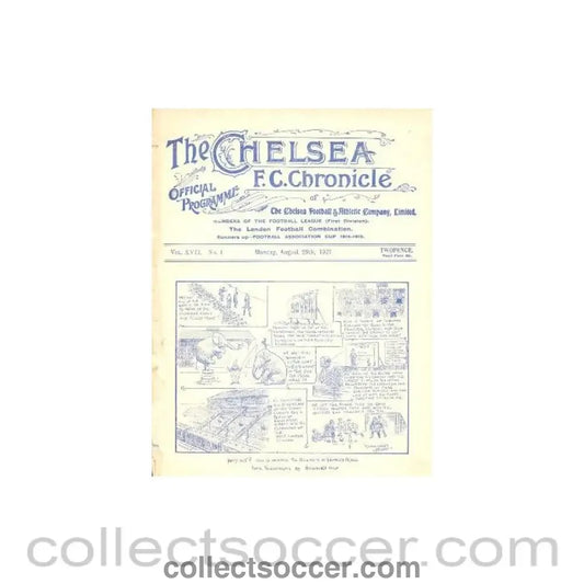 1921 - Chelsea v Birmingham official programme 29/08/1921