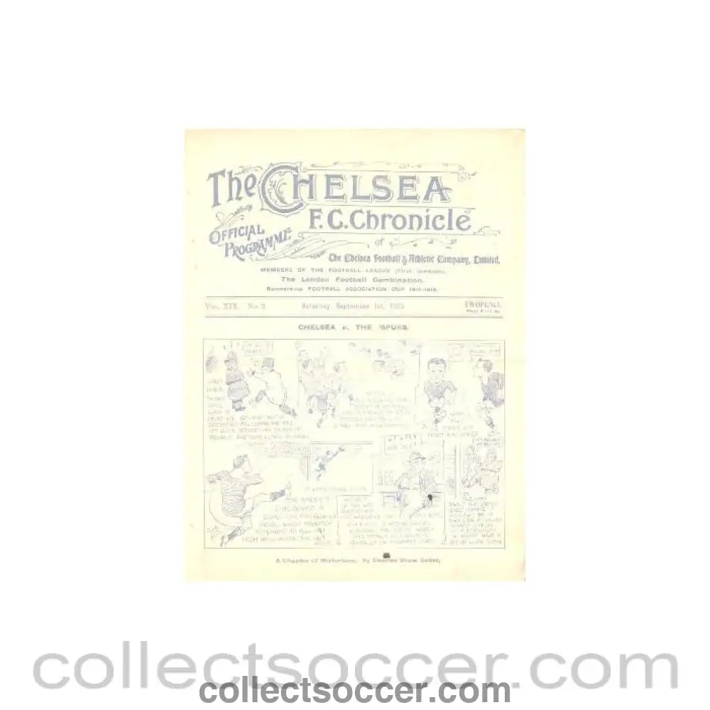 1921 - Chelsea v Blackburn Rovers official programme 01/09/1921