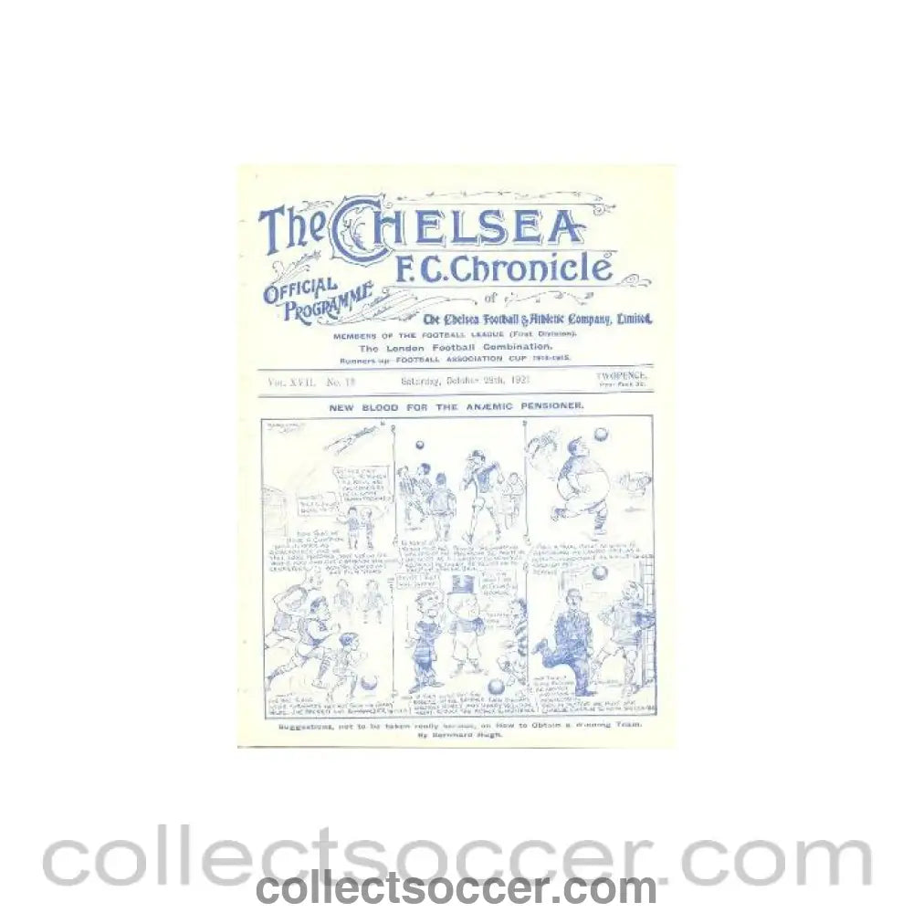 1921 - Chelsea v Burnley official programme 29/10/1921