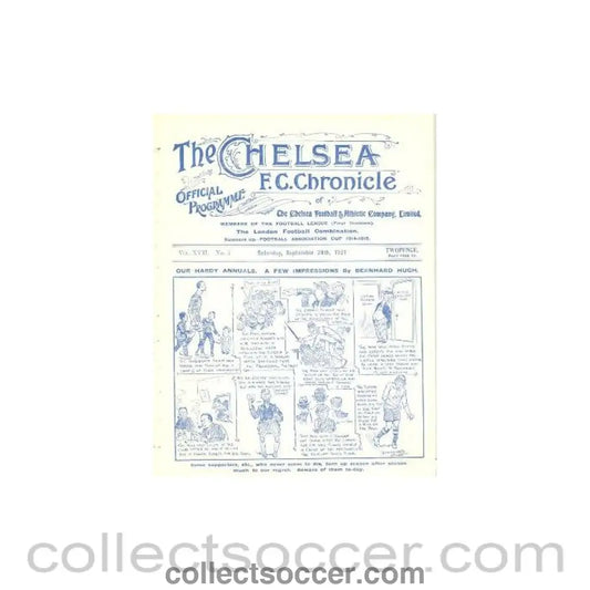 1921 - Chelsea v Liverpool official programme 24/09/1921