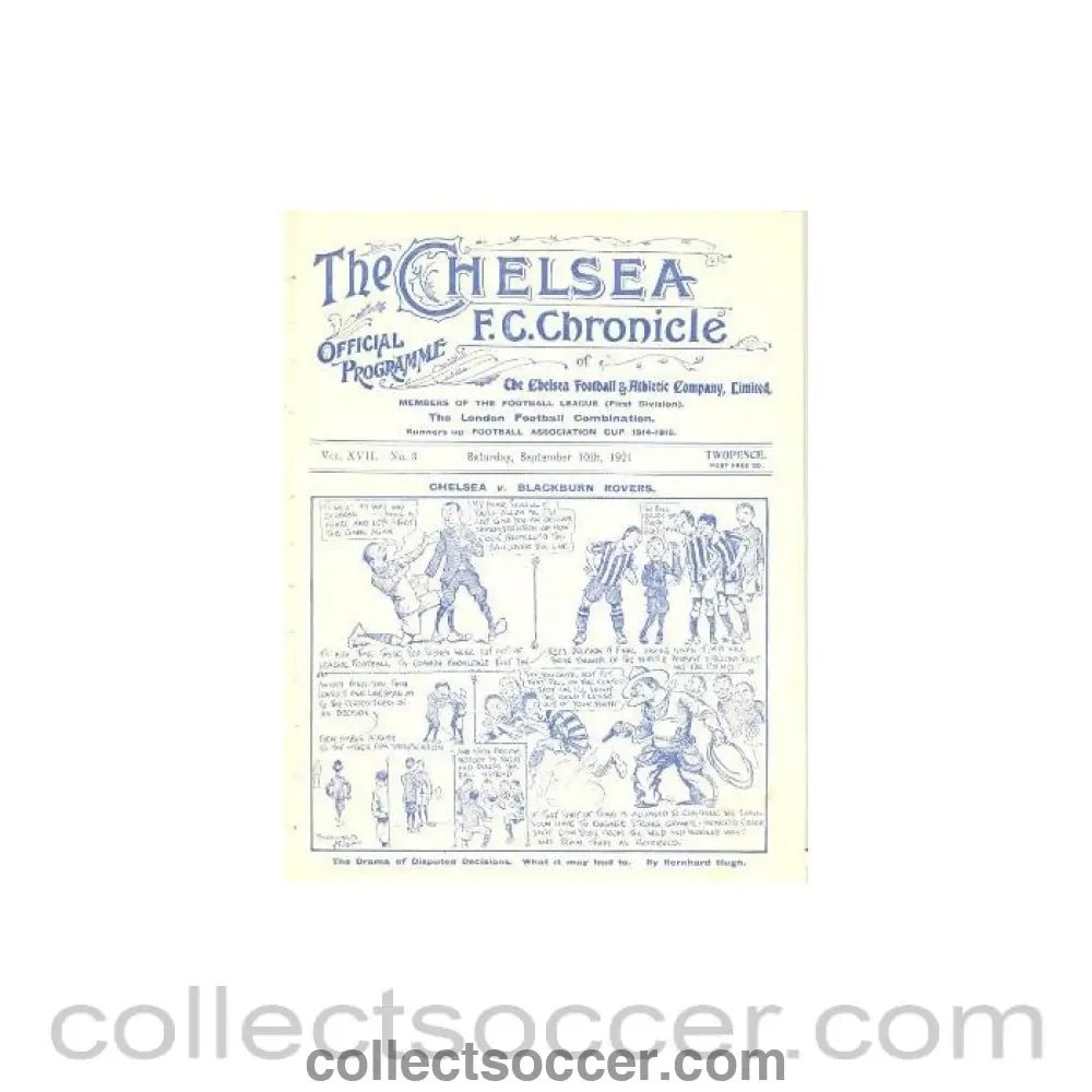 1921 - Chelsea v Manchester United official programme 10/09/1921 - Collect Soccer