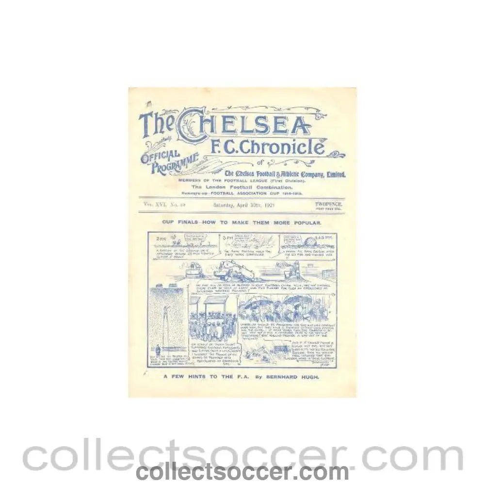 1921 - Chelsea v Middlesbrough official programme 30/04/1921 - Collect Soccer