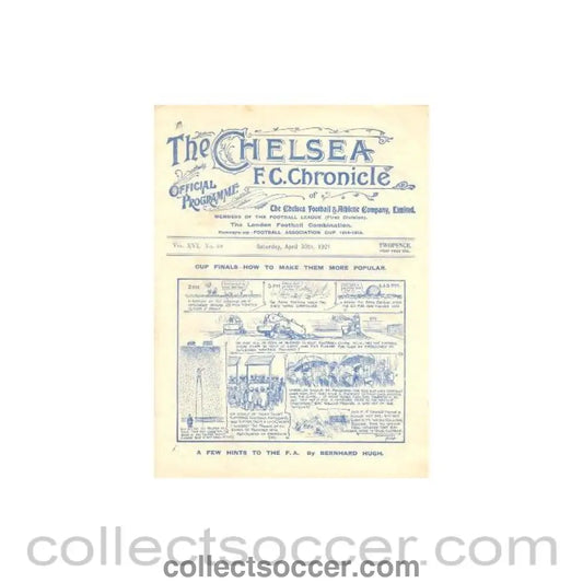 1921 - Chelsea v Middlesbrough official programme 30/04/1921