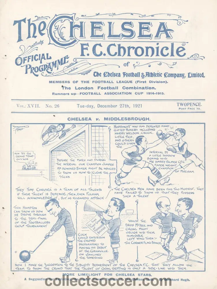 1921 Chelsea v Middlesbrough Programme