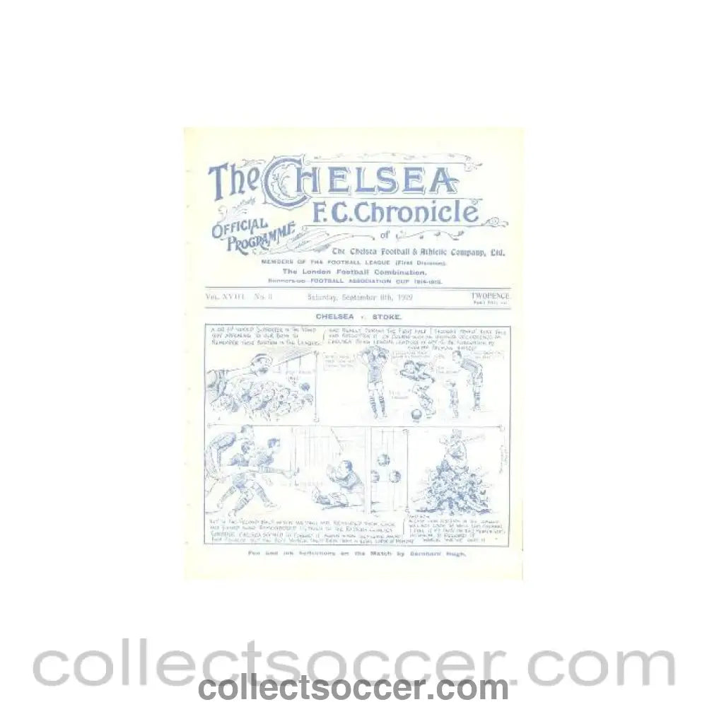 1922 - Chelsea v Middlesbrough official programme 09/09/1922