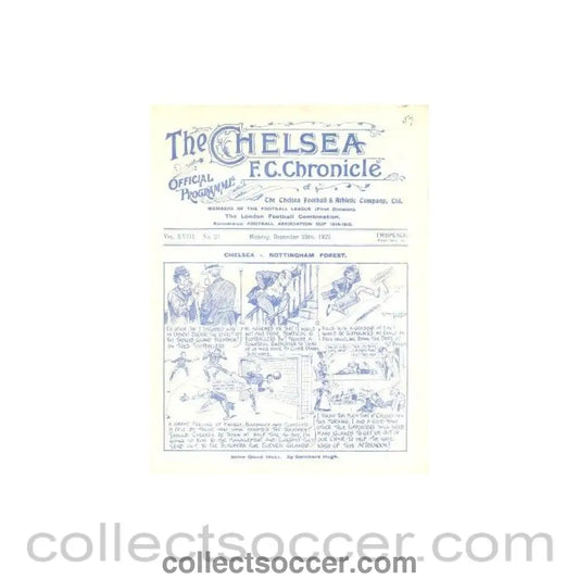 1922 - Chelsea v Nottingham Forest official programme 25/12/1922