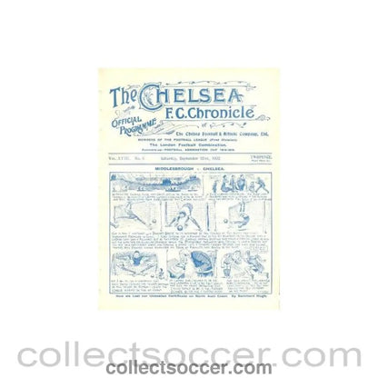 1922 - Chelsea v Oldham Athletic official programme 23/09/1922 - Collect Soccer