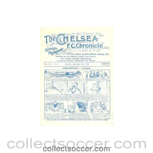 1922 - Chelsea v Oldham Athletic official programme 23/09/1922