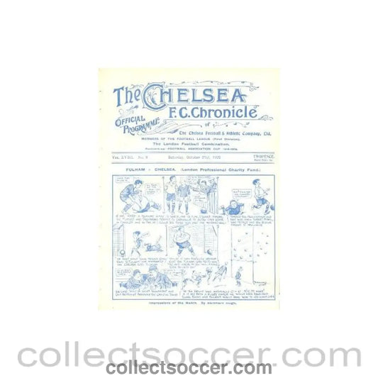 1922 - Chelsea v Sunderland official programme 21/10/1922
